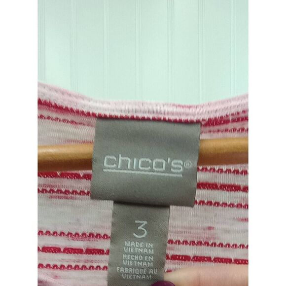 CHICO's pink & white , angel wing jersey knit shirt Chico's size 3 , XL - Picture 3 of 4